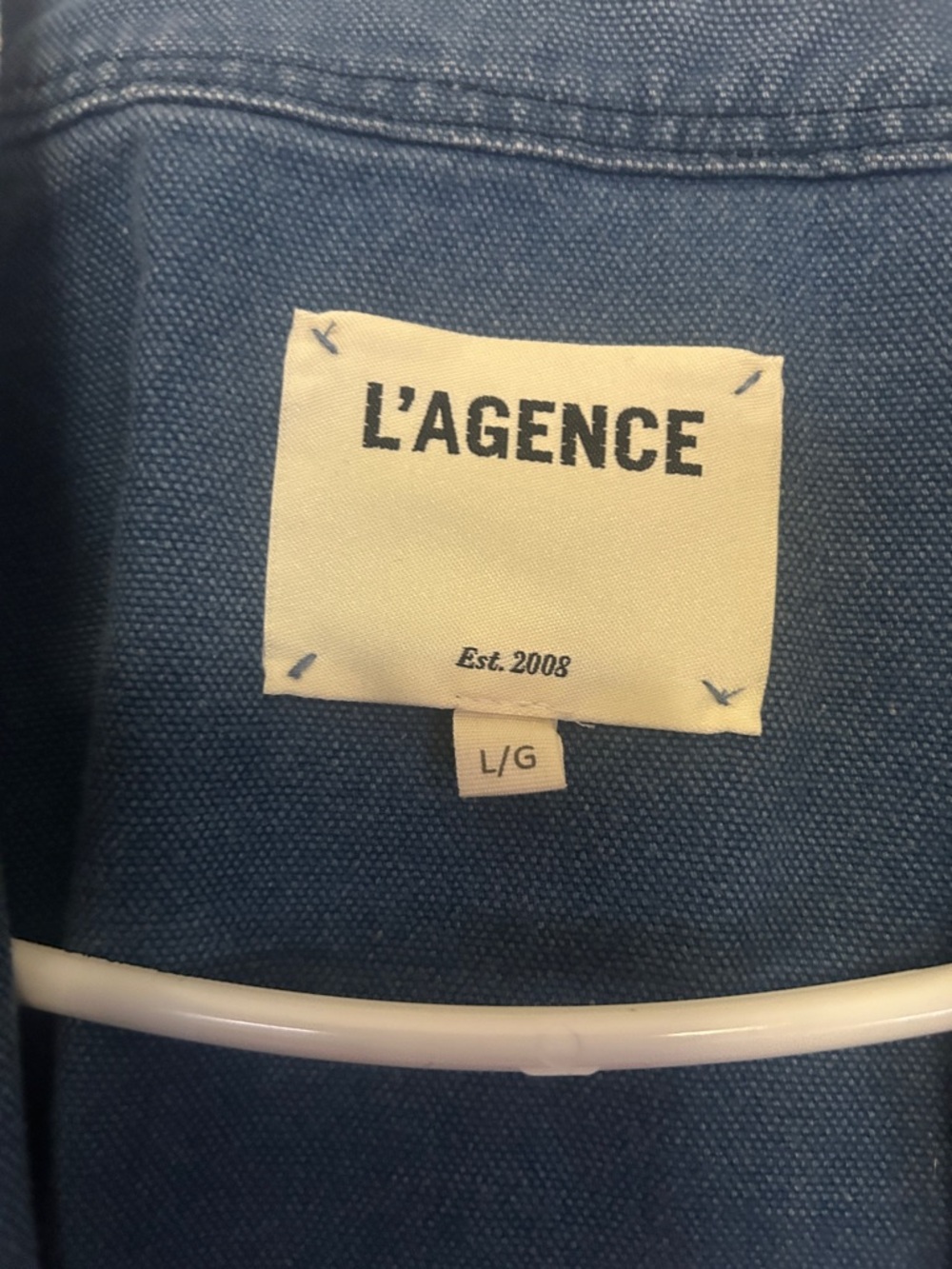 L'AGENCE Blue Jean Jacket with Gold Buttons size large womens - Picture 2 of 16